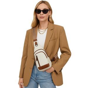 Cluci Ivory Faux Leather Crossbody Sling Bag Water Scratch Resistant Reversible